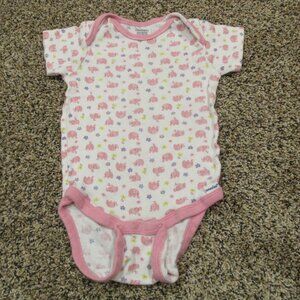 Gerber One Piece Bodysuit Toddler Girls Size 18M Pink White Elephant Floral Snap